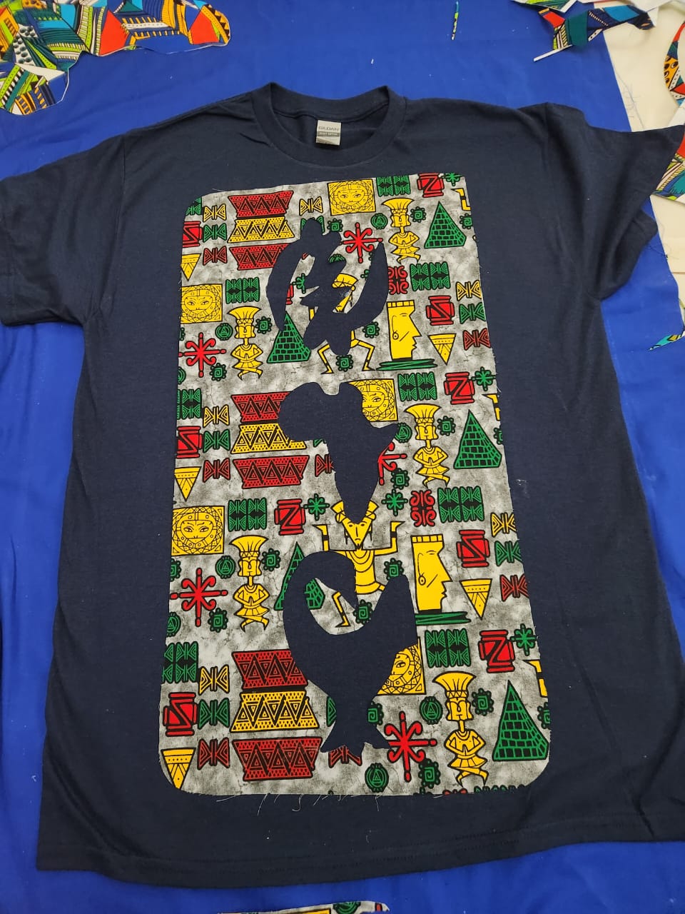 African Print TShirt Black